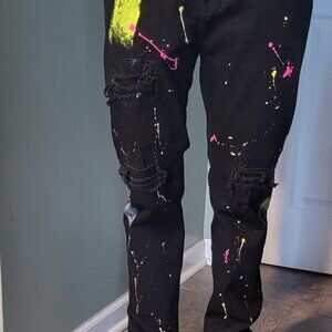 Waimea Jeans Black Distressed Skinny Fit Denim Jeans Pants Adult Size 36